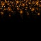Abstract pattern of falling golden stars on black. Elegant pattern for banner, greeting card, Christmas and New Year