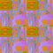 Abstract pattern with gear wheals and circles violet orange purple green ocher