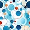 Abstract pattern with playful blue and orange shapes and circles (tiled)