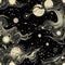 Abstract pattern resembling a cosmic garden with swirling galaxies and star clusters. AI Generated