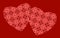 Abstract pattern of two hearts on a red background. Vector.