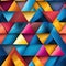 Abstract pattern of vibrant colored triangles in metallic textures (tiled)