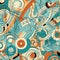 Abstract Patterns: Circles, Black And Orange Shapes In Cyan And Beige
