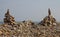 Abstract Pebble and Rock Sculptures on the beach