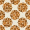 Abstract pebble seamless vector pattern background. Small irregular size stones arranged into circles. Ochre brown
