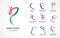 Abstract people logo design. Gym, fitness, running trainer vector colorful logo. Active Fitness, sport, dance web icon