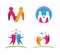 abstract person help care community and education logo design