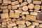 Abstract photo of a pile of natural wooden logs