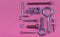 Abstract pink background with screws nuts and washers