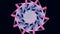 Abstract pink and blue kaleidoscopic round ornament made of colorful brush strokes on black background. Animation
