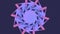 Abstract pink and blue kaleidoscopic round ornament made of colorful brush strokes on purple background. Animation