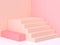 Abstract pink-cream wall corner staircase podium 3d rendering minimal background