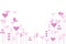 Abstract pink heart garden with lovebirds on white