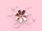 abstract pink metallic-rose gold flower minimal pink background 3d render