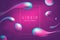 Abstract pink and purple liquid bubble banner and background.