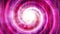 Abstract pink purple psychedelic spin fancy pattern twisting circle. Round striped swirling hypnotic rotating abstraction.