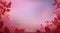 Abstract pink red colour background with glade foliage, horizontal panoramic view. Meadow blur. Vector illustration