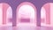 Abstract pink room with arch. Surreal architectural abstraction in pastel colors. Generated AI.