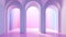 Abstract pink room with arch. Surreal architectural abstraction in pastel colors. Generated AI.