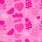 Abstract pink seamless pattern Barbiecore. Glamorous trendy minimalistic shapes, decorative flower and hearts on pink