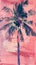 Abstract pink and teal palm tree artwork