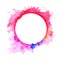 Abstract Pink and violet tone circle frame paint by watercolor and have some space for write wording