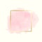 Abstract pink water color brush with rectangle geometric frame gold color, beauty and fashion background concept