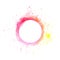 Abstract Pink and yellow tone circle frame paint by watercolor and have some space for write wording