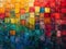 Abstract Pixel Art Background with Vibrant Mosaic