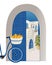 Abstract places, villages, small streets, old towns in Santorini, Spain, Greece and Italy in blue colors. Travel Vector