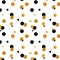 Abstract polka dot pattern with gold glitter effect. Confetti celebration, Falling golden abstract decoration for party