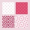 Abstract polka dot seamless patterns set vector illustration in bright vibrant magenta shades color