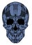 Abstract polygonal blue skull on a background.