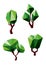 Abstract polygonal green trees icons