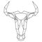 Abstract polygonal head of african bull, blue wildebeest. Geometric illustration. Vector