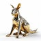 Abstract Polygonal Kangaroo Sculpture In Gold And Silver