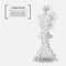 Abstract polygonal low poly mash line and point king of chess. Vector business illustration.