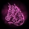 Abstract polygonal tirangle fantasy animal unicorn neon sign. Hipster animal