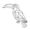 Abstract polygonal toucan. Geometric linear tropical of a bird. Vector illustration.