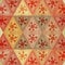 Abstract polygonal transparent pattern luxury coral with gold background and embroidery