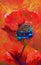 Abstract poppy flower paintings in acryl style