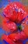 Abstract poppy flowerand water drop paintings in acryl style