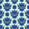 Abstract porcelain blue and white ethnic background seamless pattern