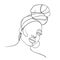 Abstract portrait of young African woman in minimalistic modern style. Line drawing.