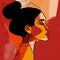 Abstract profile of a woman with bold lines and warm colors, Modern graphic illustration. Beauty and fashion concept