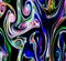 Abstract psychedelic multicoloured neon starry waves