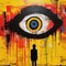 Abstract Punk Art: Cyclops Humanoid Eye Painting On Large Canvas