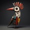 Abstract Punk-inspired Bird Sculpture: Detailed Design With Captivating Gaze