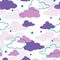 Abstract Purple Dream Sky Fantasy Vector Seamless Pattern