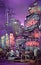 Abstract purple lavender modern city collaboration with wombo artificial intelligence